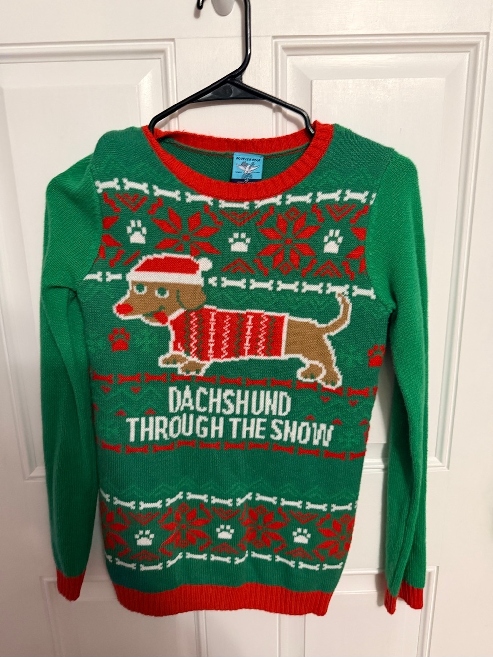 Dachshund Through the Snow Green Holiday Sweater
